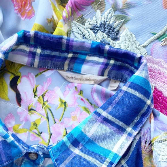 Soft Surroundings Mixed Media Embroidered Blouse - Picture 4 of 10